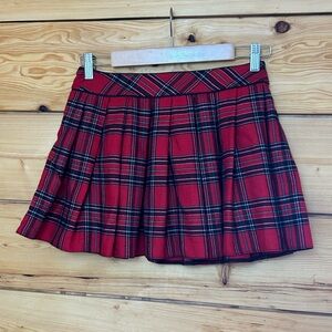Vintage Pleated Mini Skirt Micro Red Tartan Plaid Schoolgirl Y2K Prep Twee Small